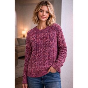 Gap Sweater Women M Multicolor Cable Knit Crewneck Pullover Fair Isle Cottage